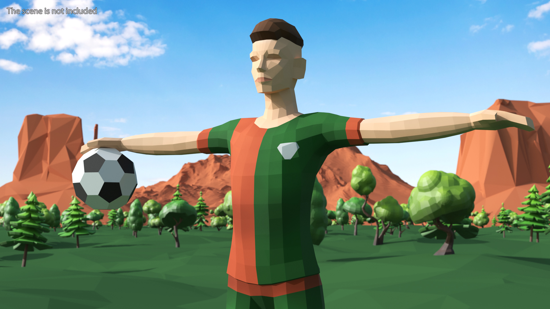 3D Football Player Low Poly Rigged