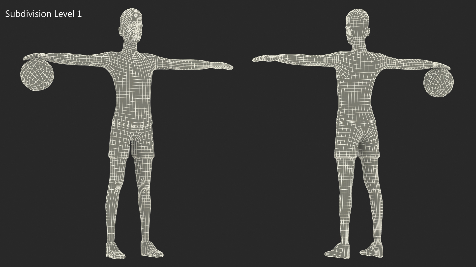 3D model Football Player Low Poly Rigged for Cinema 4D