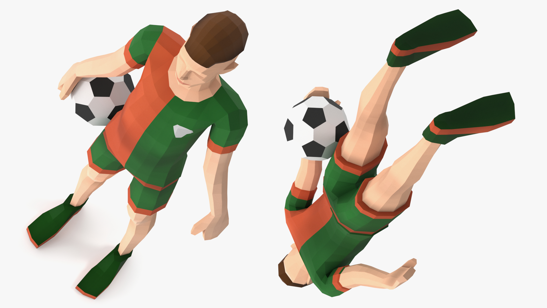 3D model Football Player Low Poly Rigged for Cinema 4D