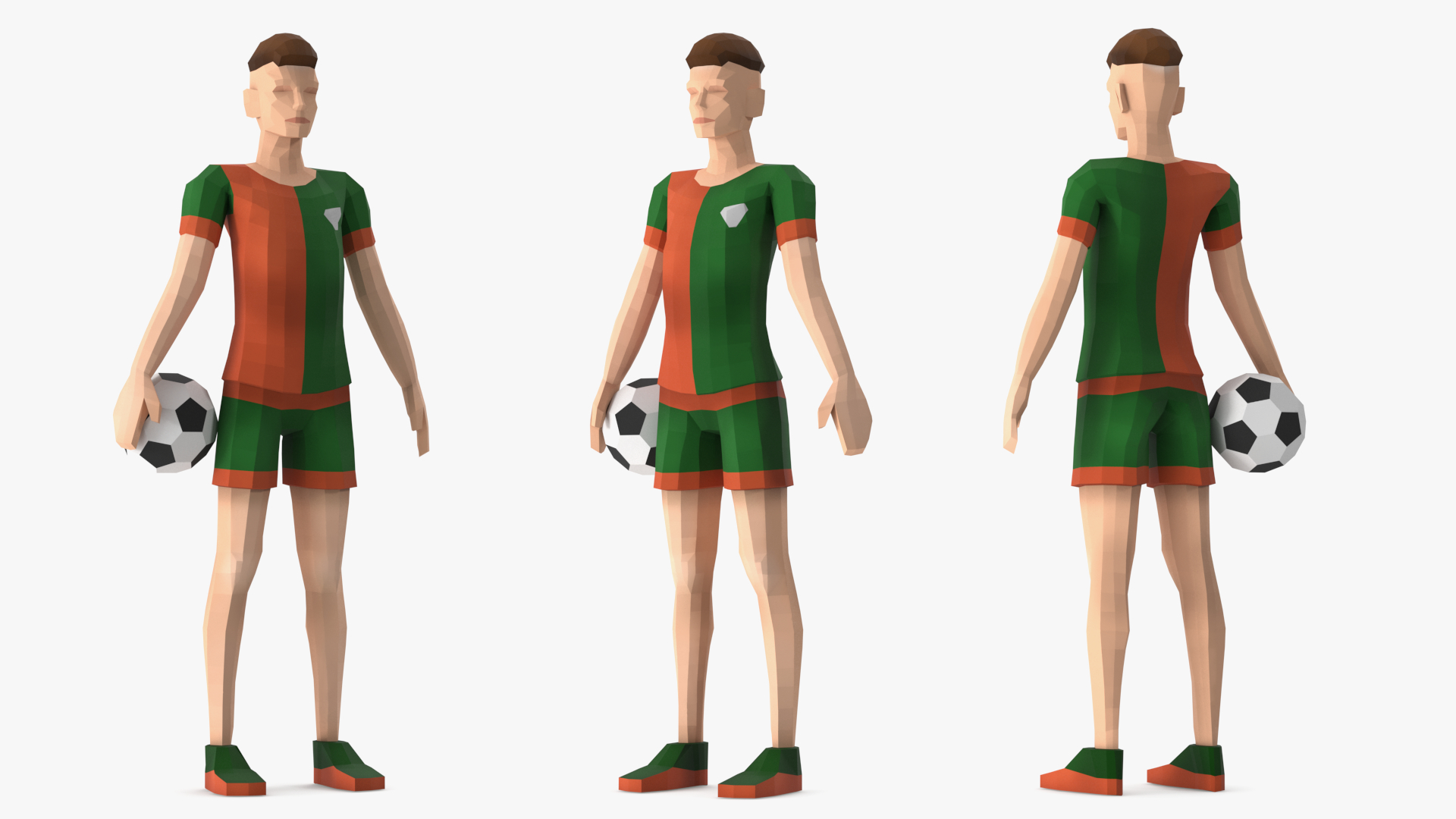 3D Football Player Low Poly Rigged