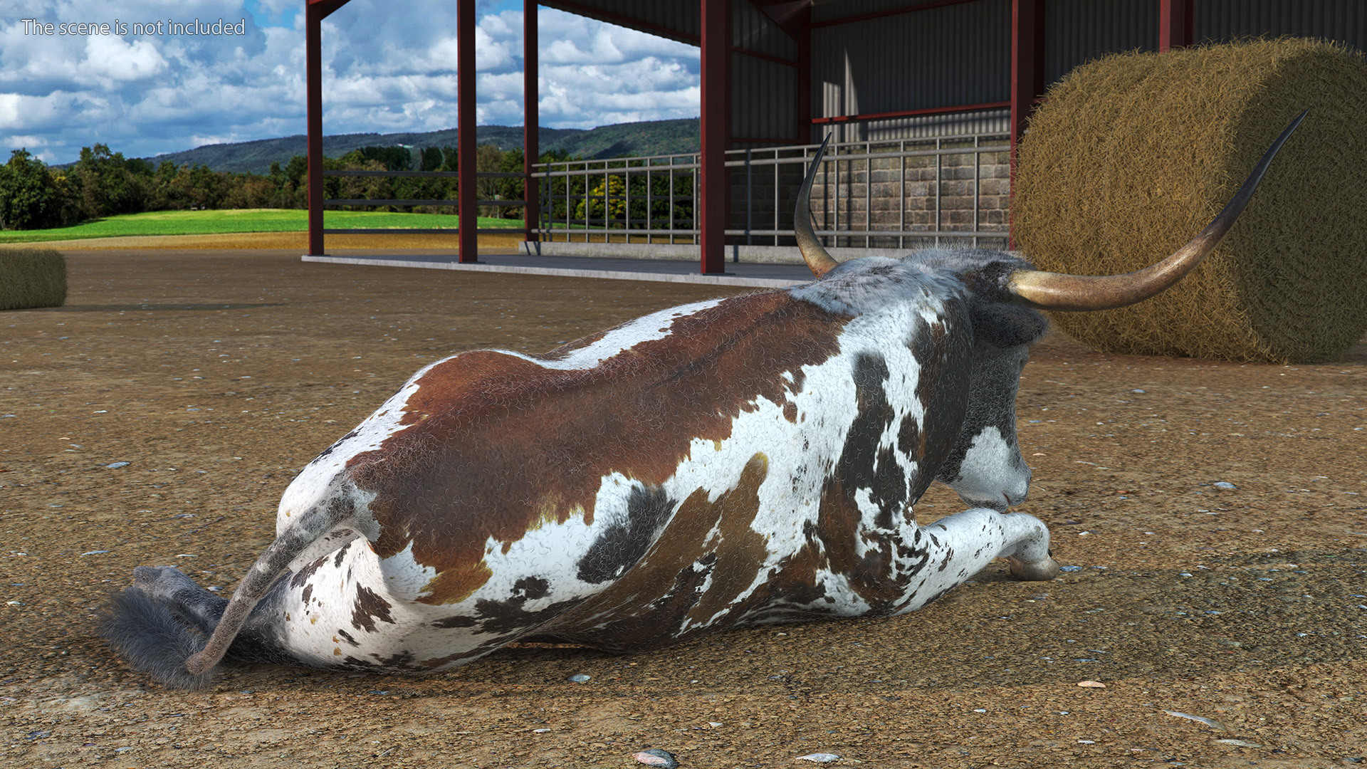 Texas Longhorn Mottled Brown Fur Rigged 3D model