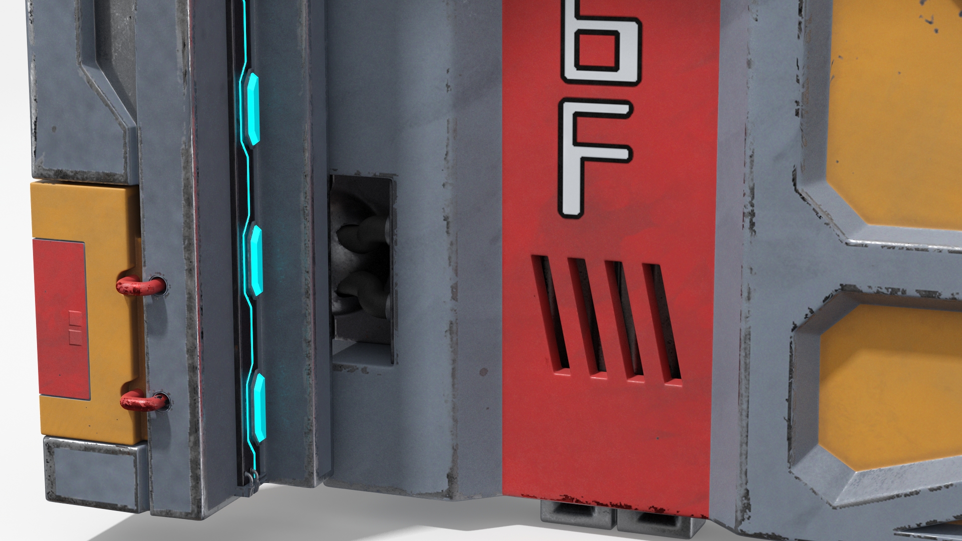 Sci Fi Reinforced Sliding Gate Rigged 3D