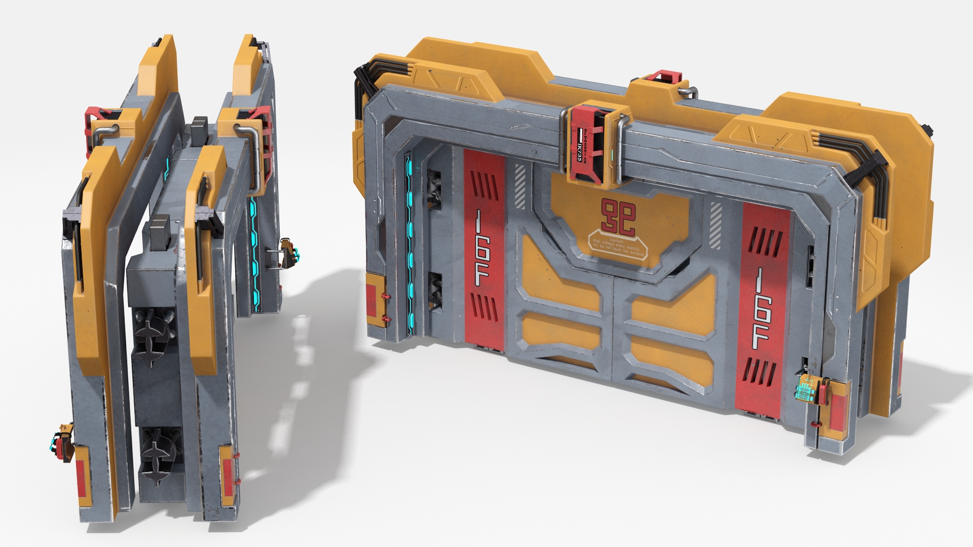 Sci Fi Reinforced Sliding Gate Rigged 3D