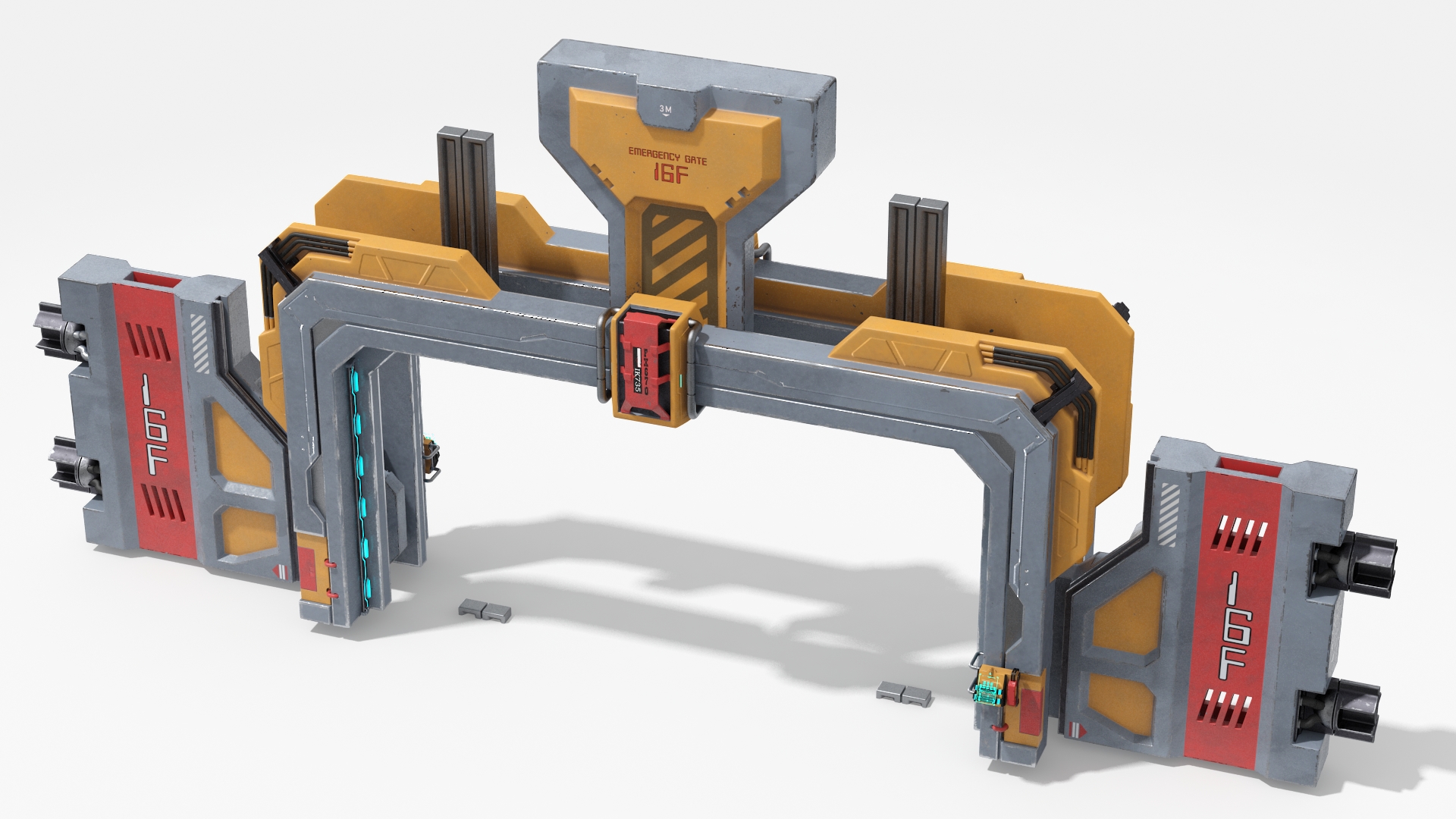 Sci Fi Reinforced Sliding Gate Rigged 3D