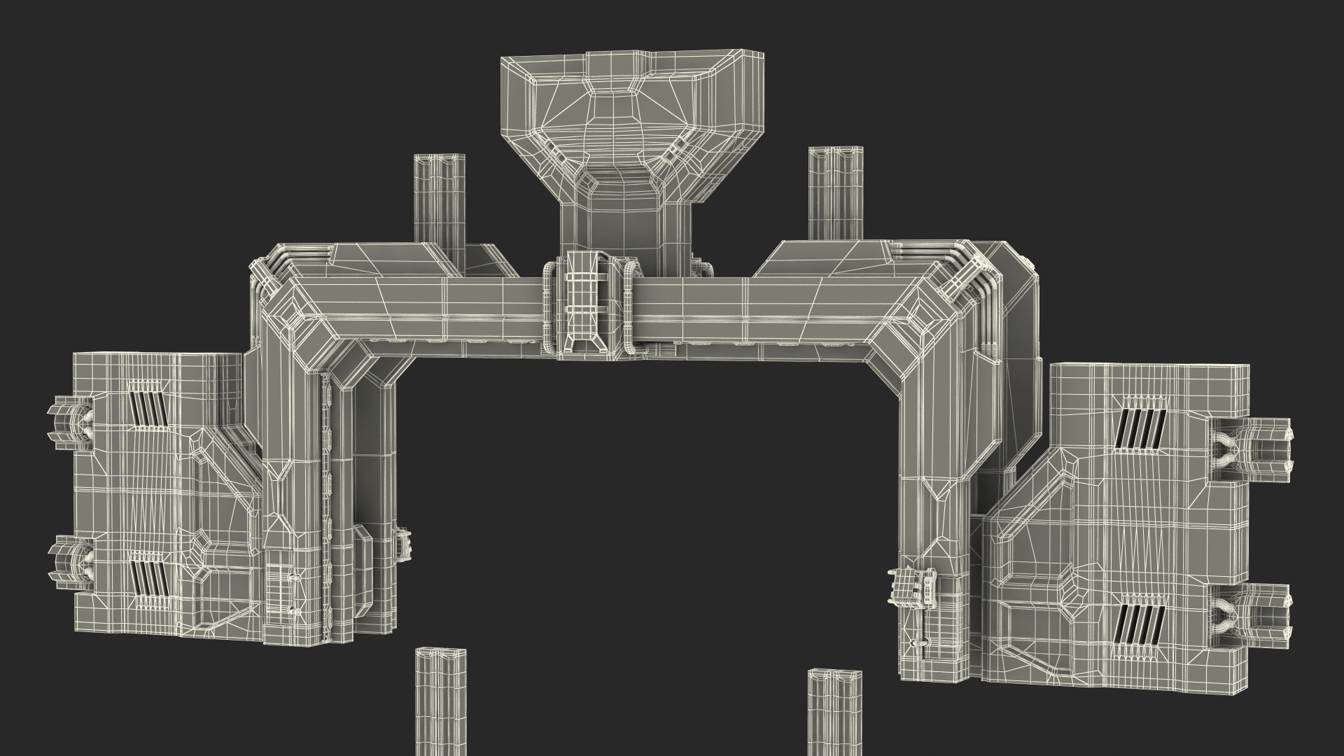 Sci Fi Reinforced Sliding Gate Rigged 3D