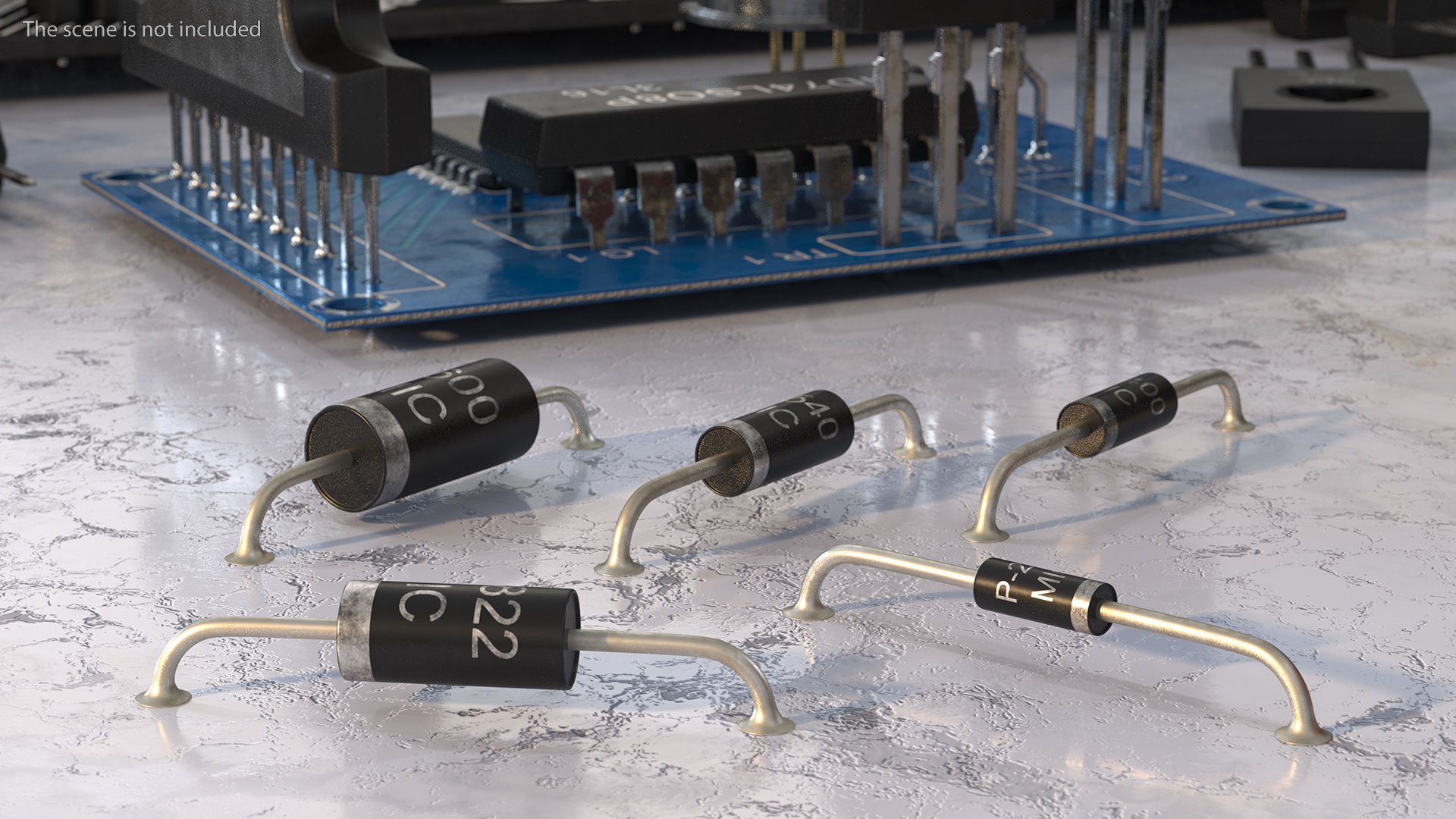 3D model Axial Rectifier Diodes Soldered Set