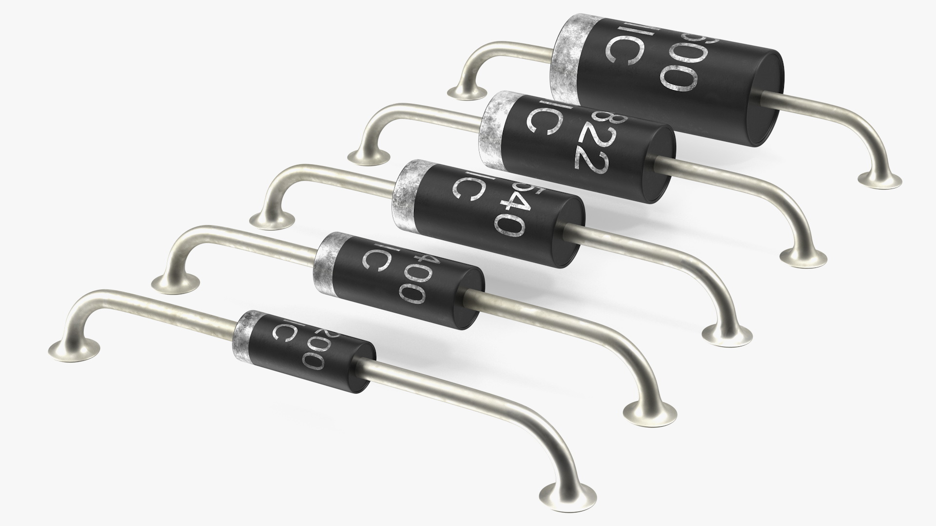 3D model Axial Rectifier Diodes Soldered Set