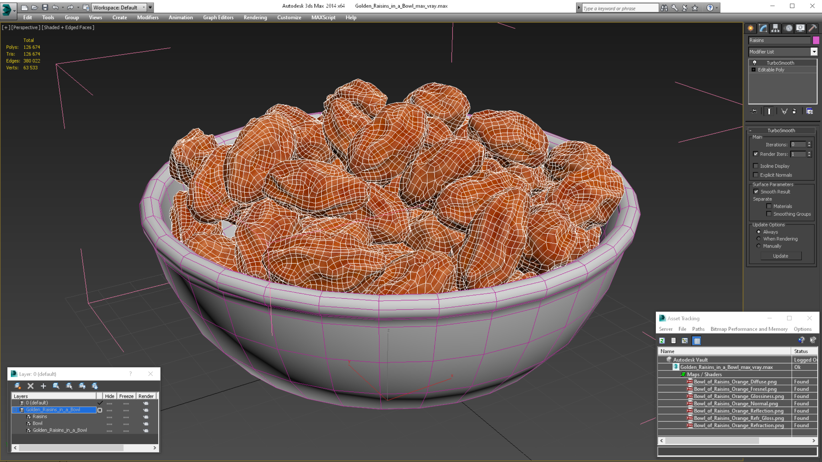 Golden Raisins in a Bowl 3D model