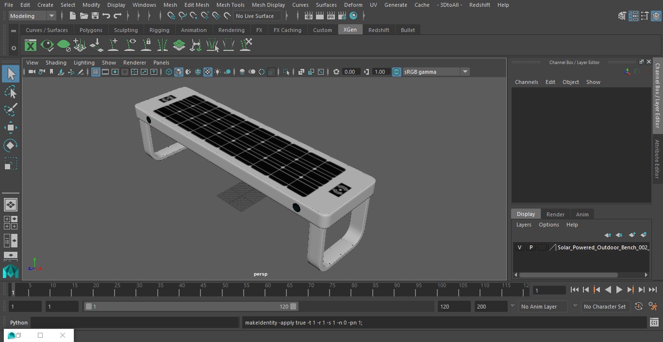 Solar Powered Outdoor Bench 3D