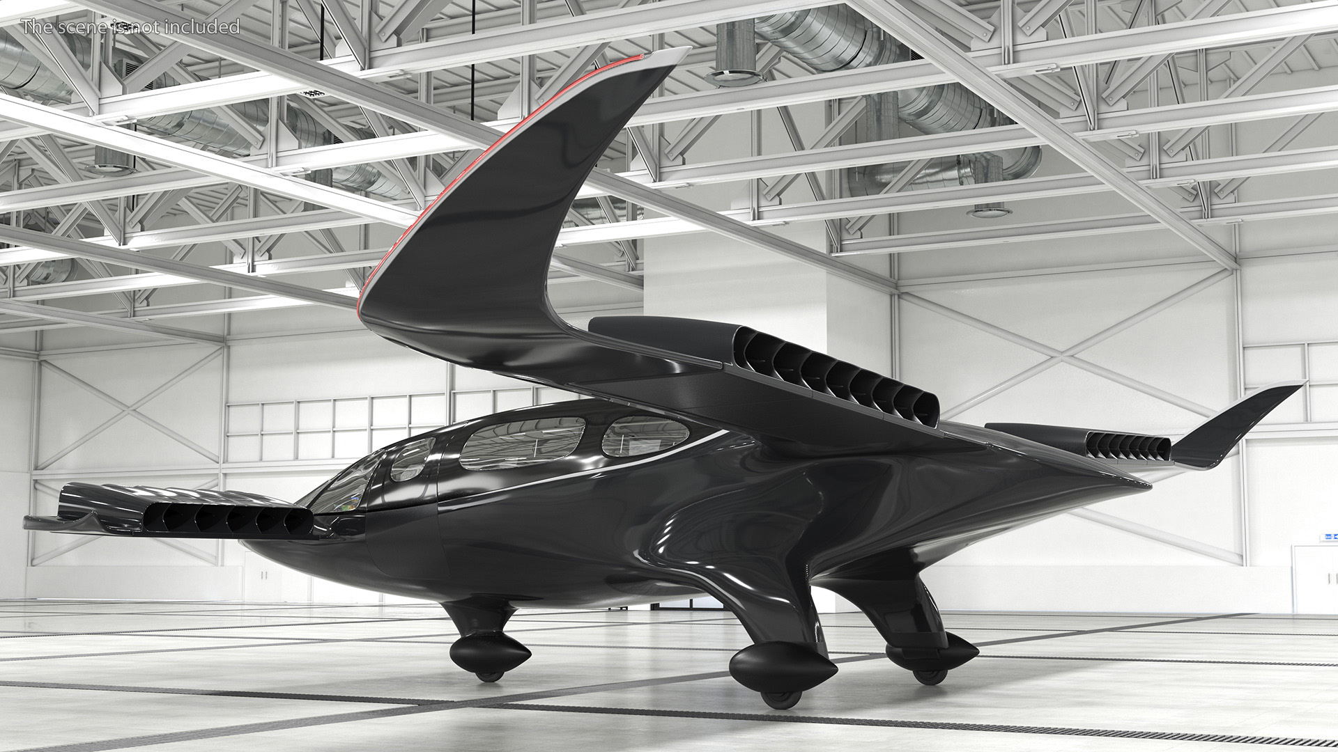 3D model Air Taxi Black Rigged for Maya