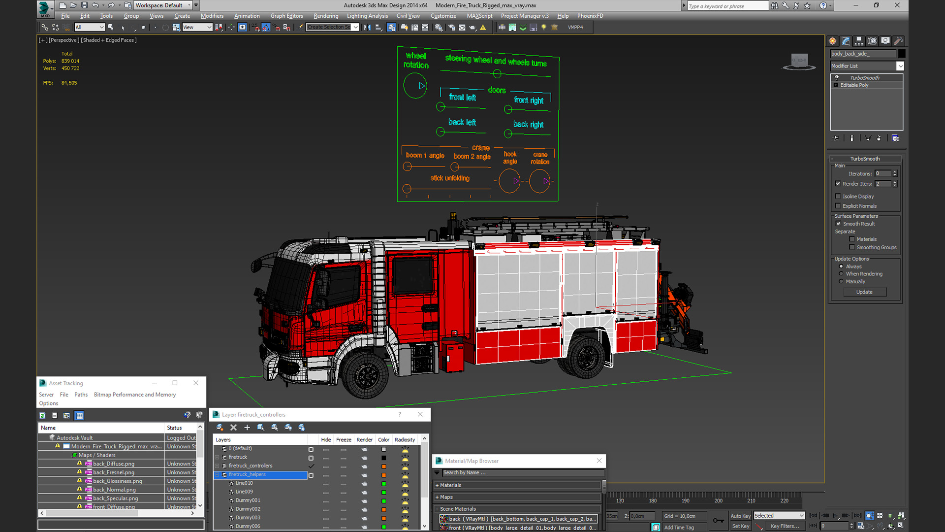 Modern Fire Truck Rigged 3D model