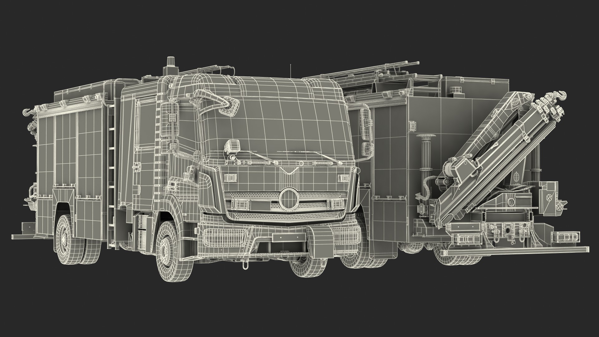 Modern Fire Truck Rigged 3D model