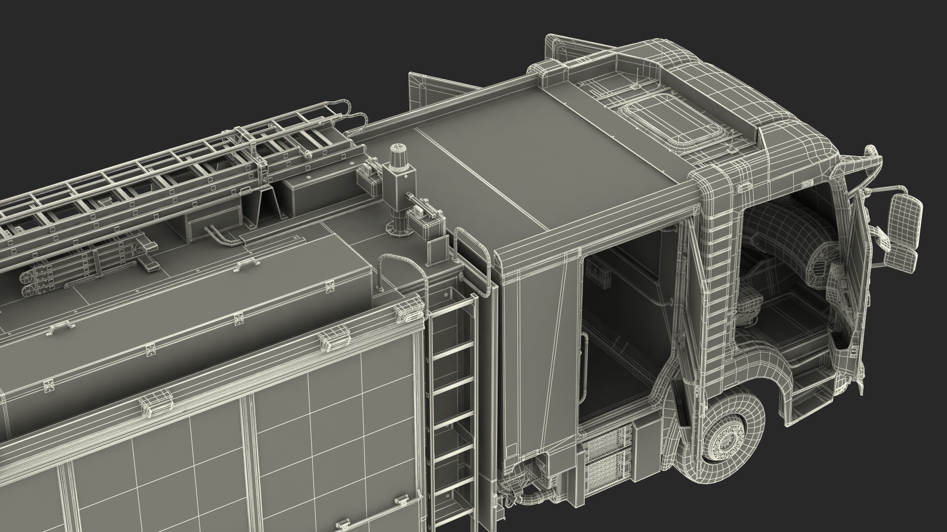 Modern Fire Truck Rigged 3D model