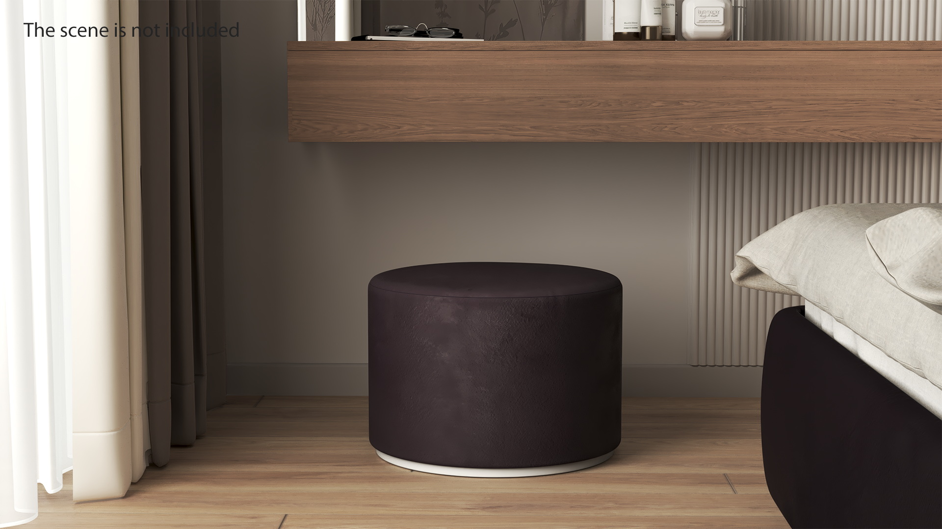 3D model Round Fabric Ottoman Footstool