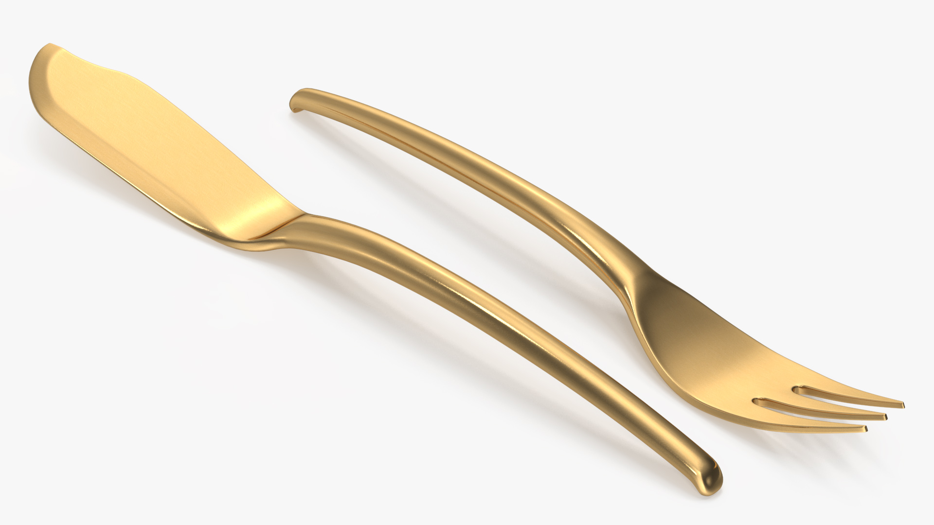 Set of Fish Cutlery Gold 3D model