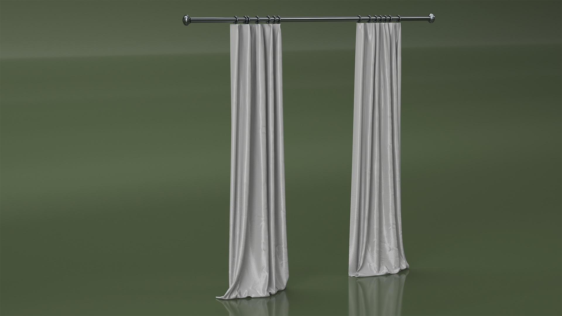 Classic Curtains on Metal Rod 3D model