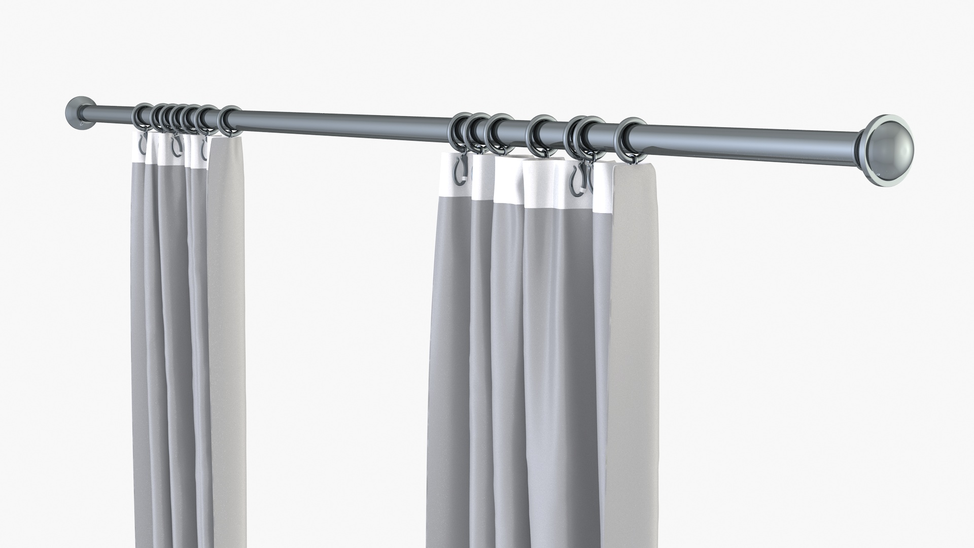 Classic Curtains on Metal Rod 3D model