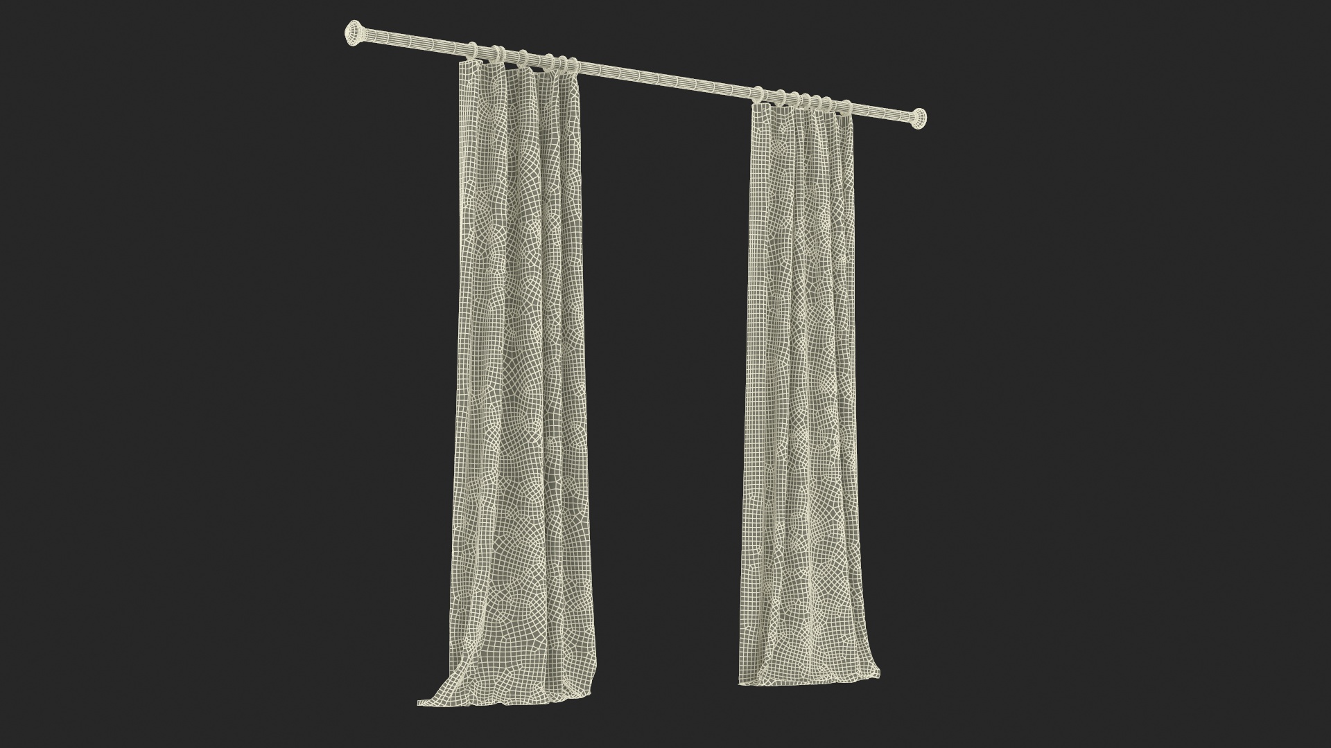 Classic Curtains on Metal Rod 3D model