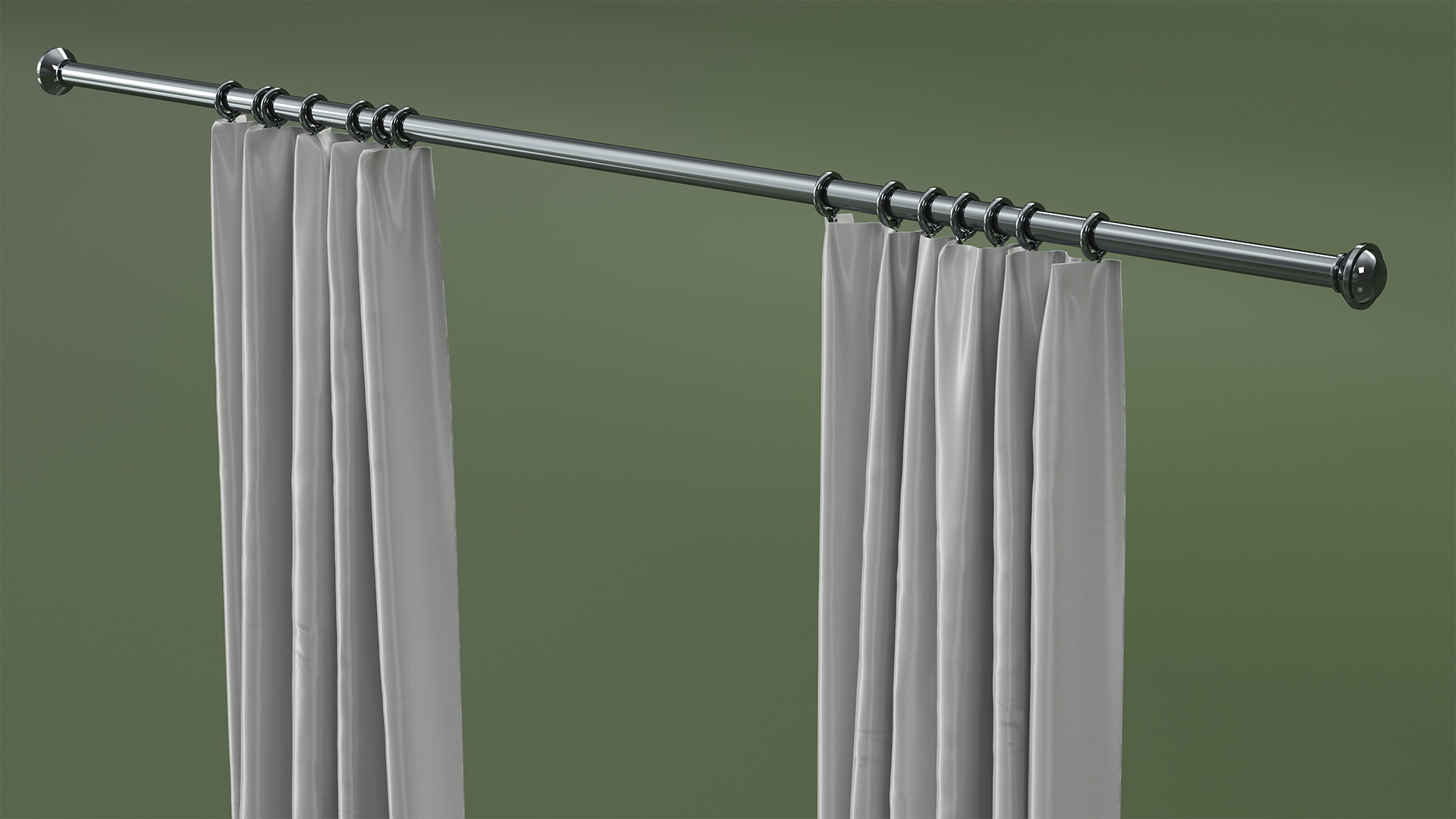 Classic Curtains on Metal Rod 3D model