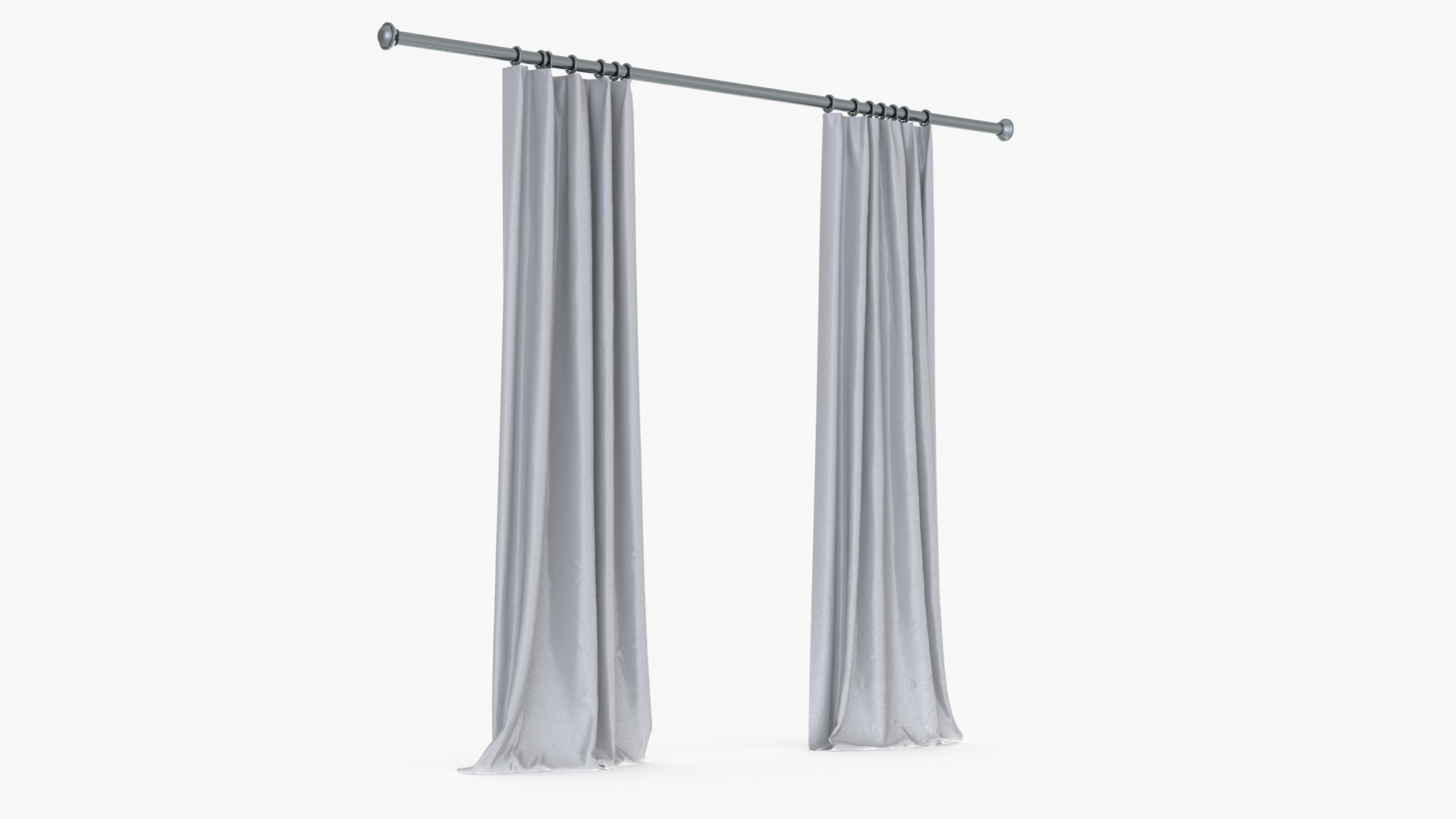 Classic Curtains on Metal Rod 3D model