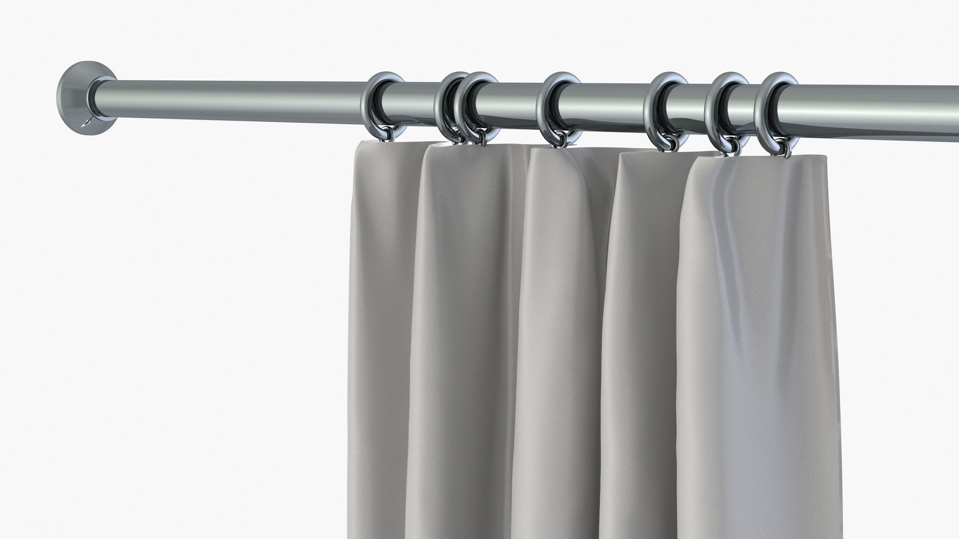 Classic Curtains on Metal Rod 3D model