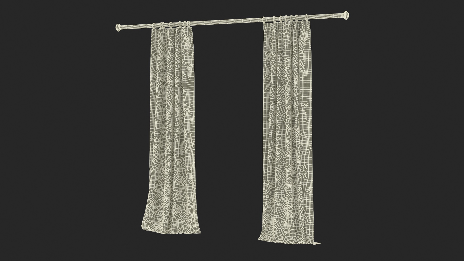 Classic Curtains on Metal Rod 3D model