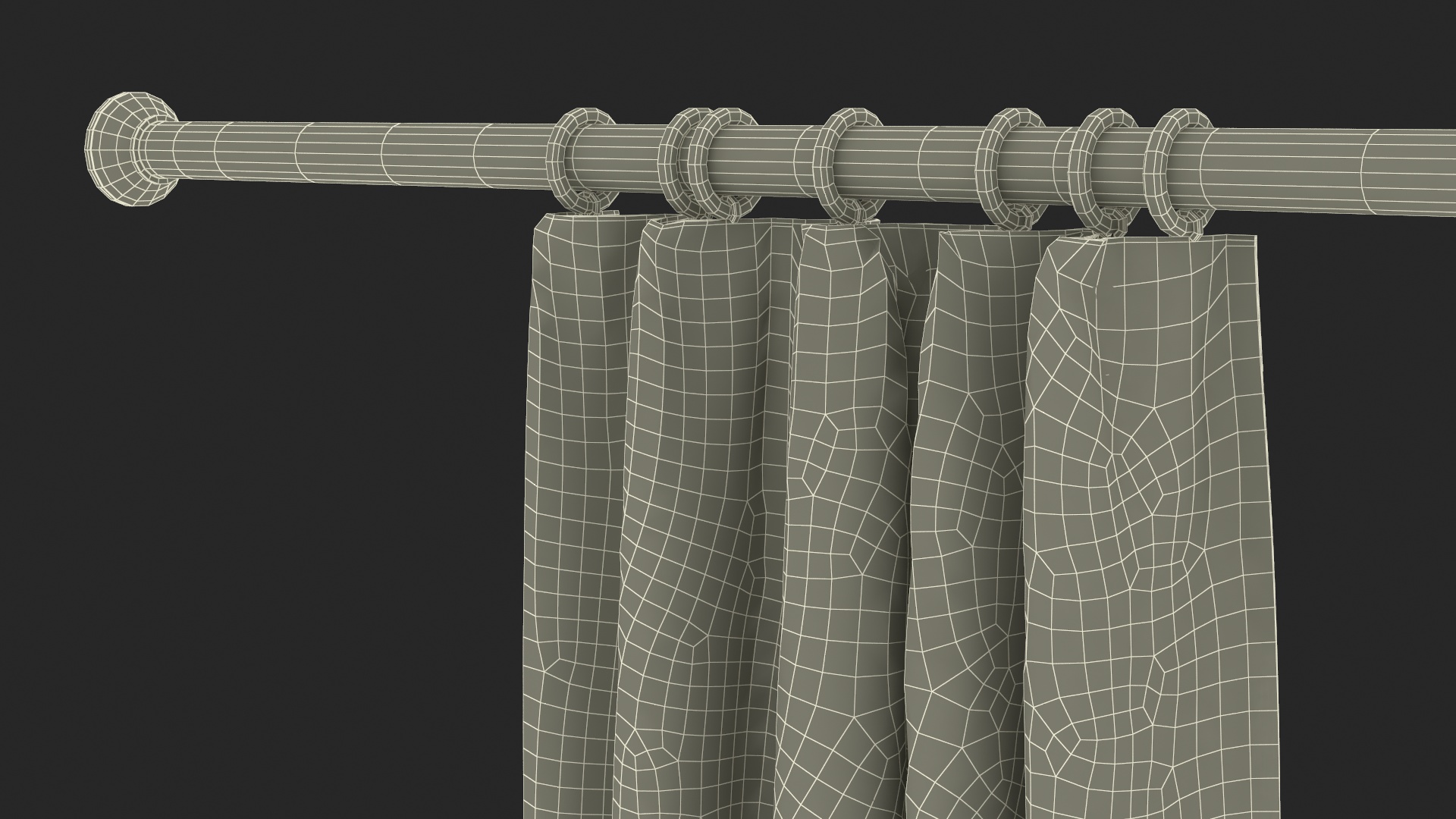 Classic Curtains on Metal Rod 3D model