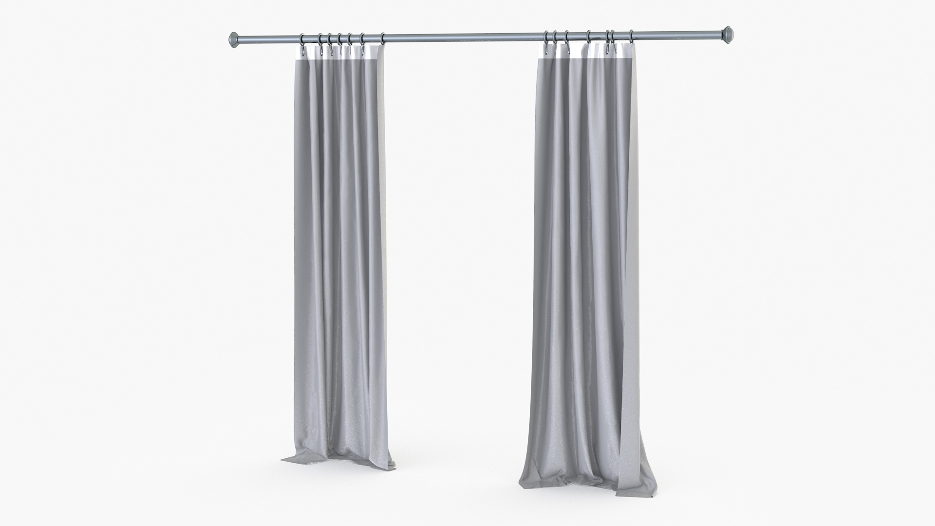 Classic Curtains on Metal Rod 3D model