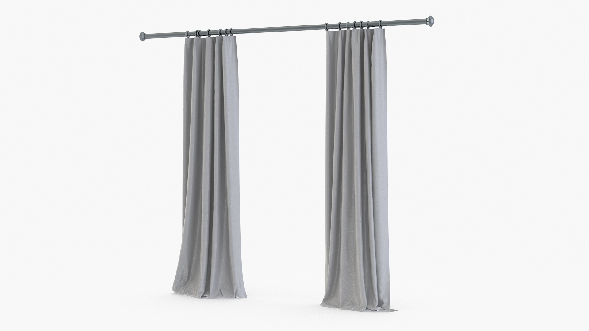 Classic Curtains on Metal Rod 3D model