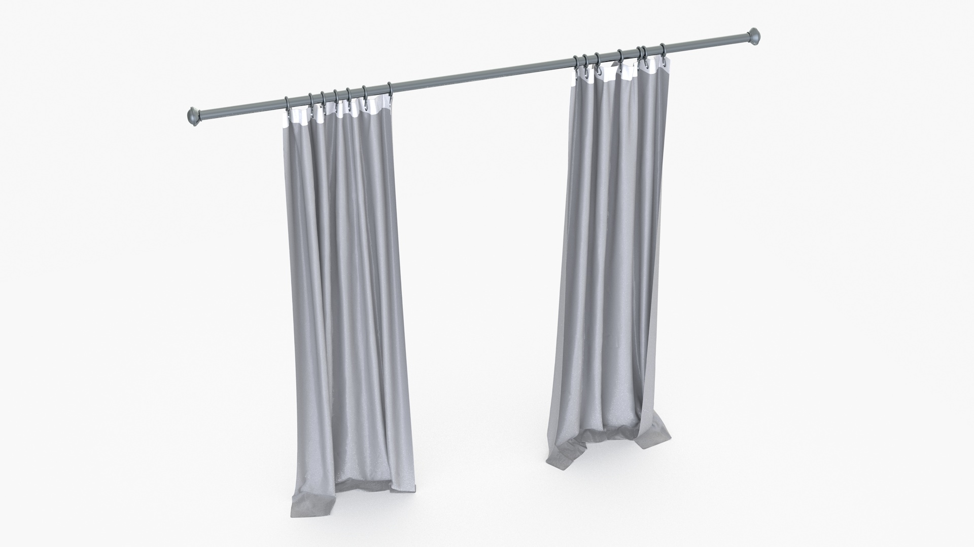 Classic Curtains on Metal Rod 3D model