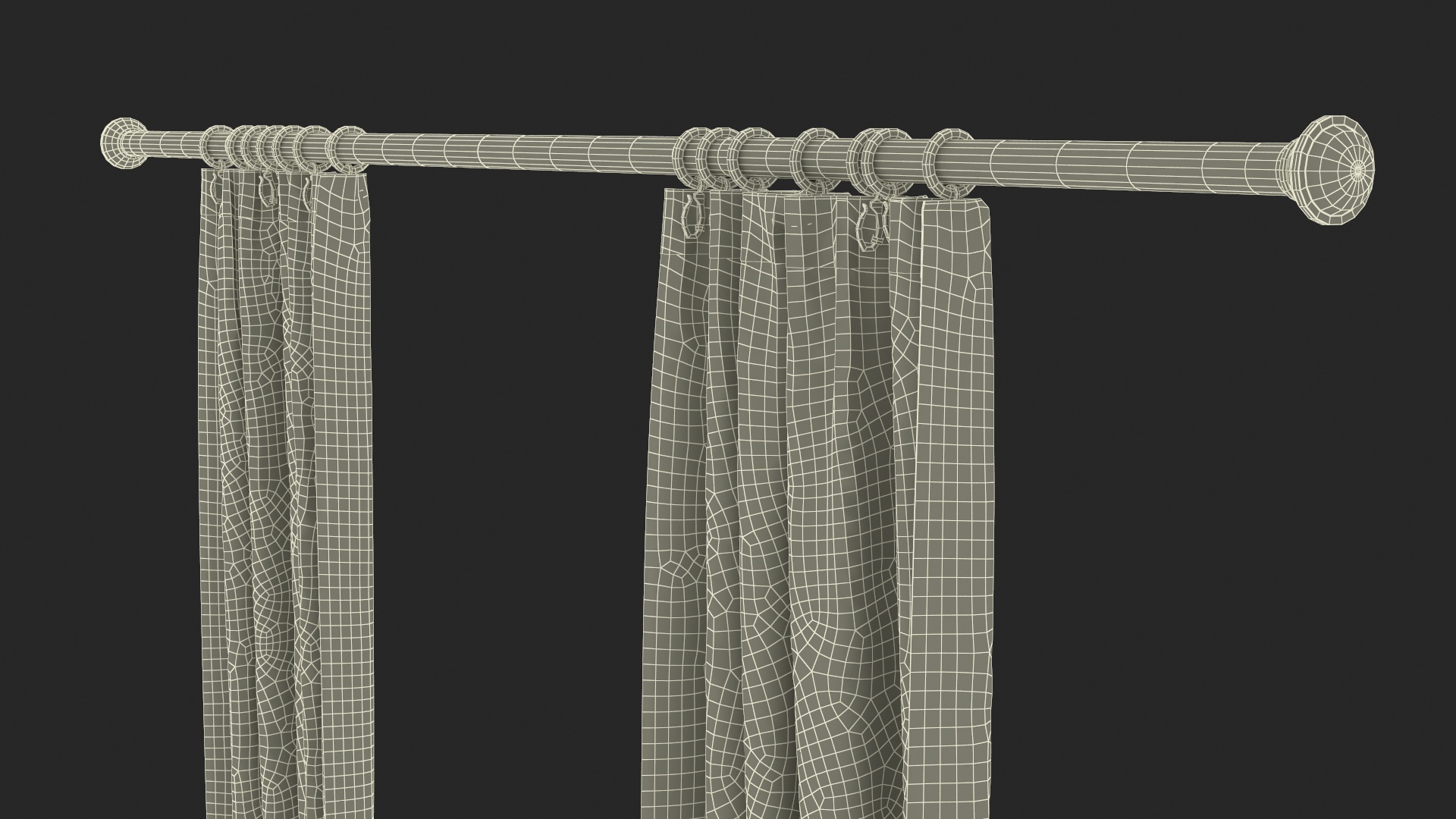 Classic Curtains on Metal Rod 3D model