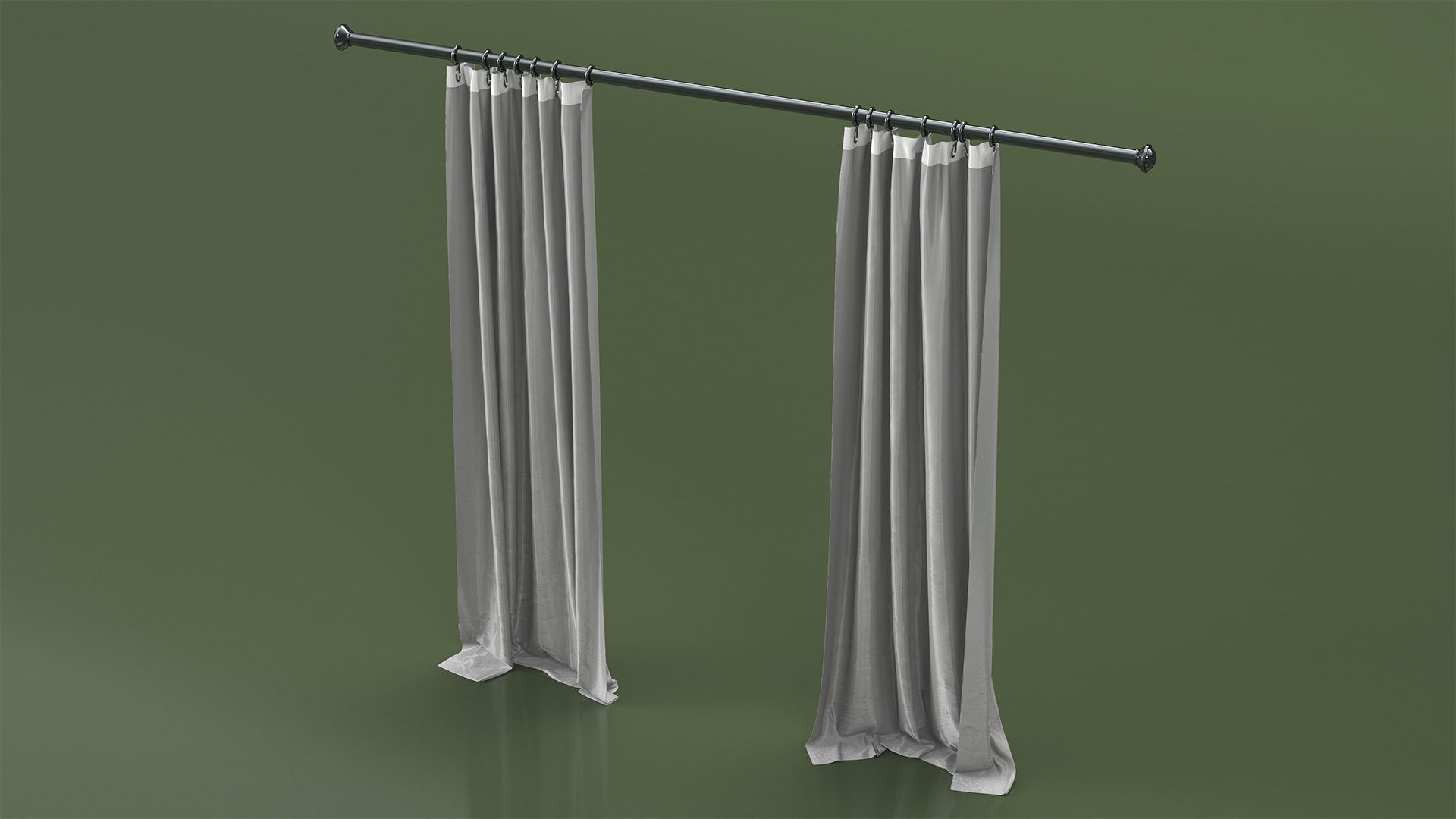 Classic Curtains on Metal Rod 3D model