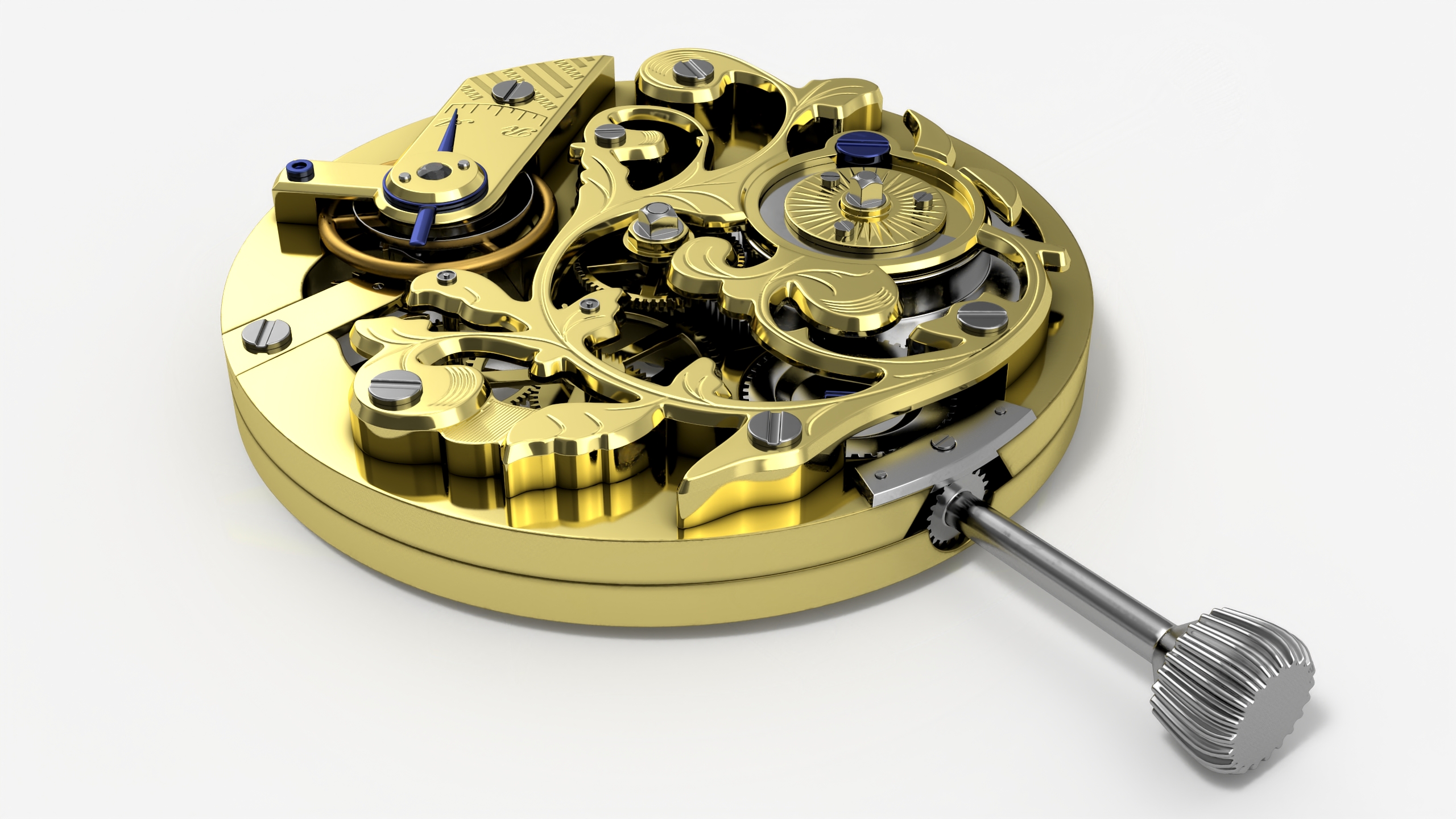 Antique Pocket Watch Movement New Rigged for Maya 3D model