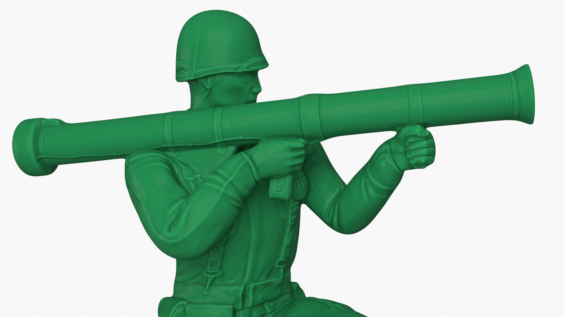 3D Green Plastic Toy Soldier with Rocket Launcher