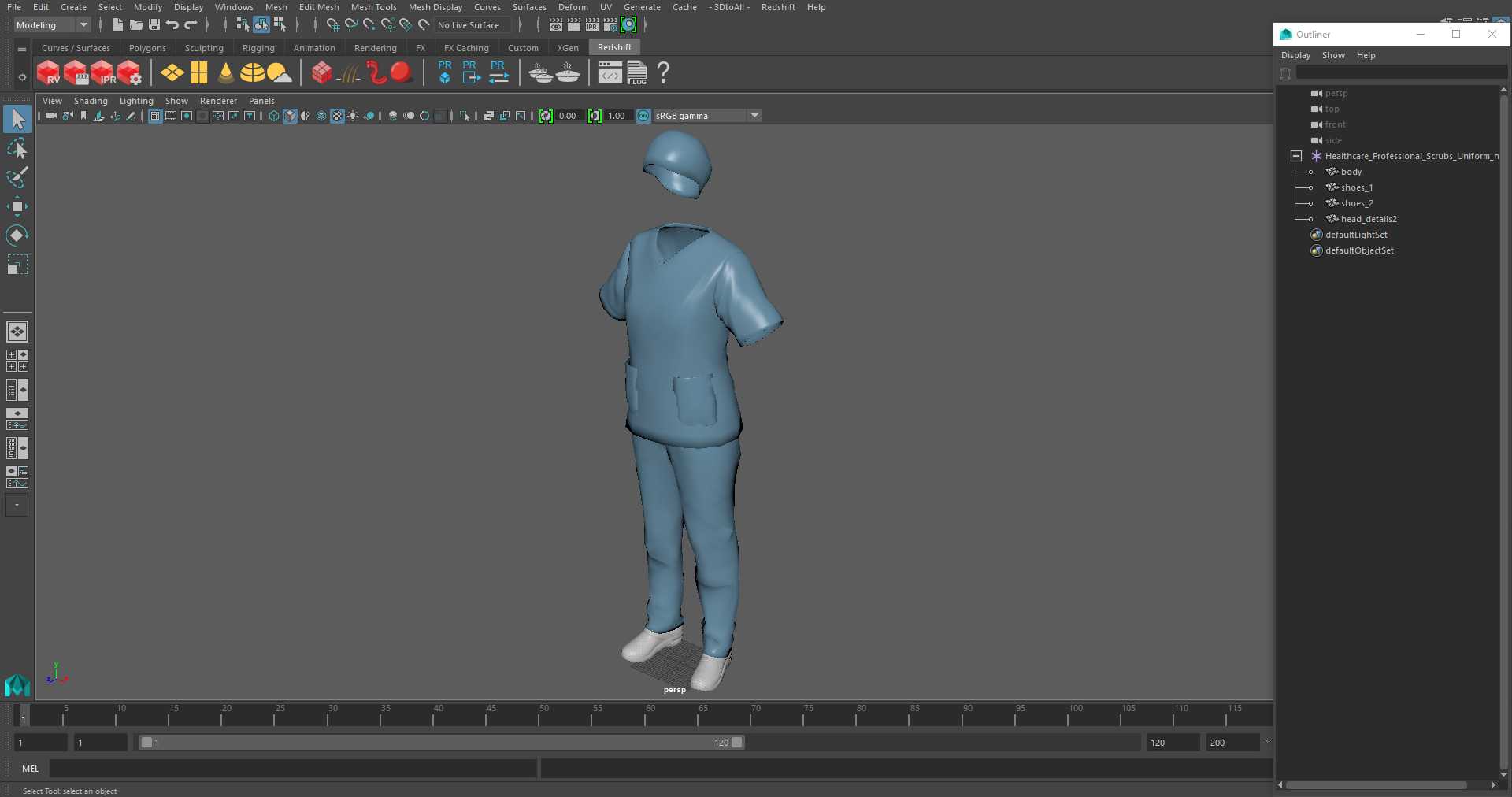 3D Healthcare Professional Scrubs Uniform model