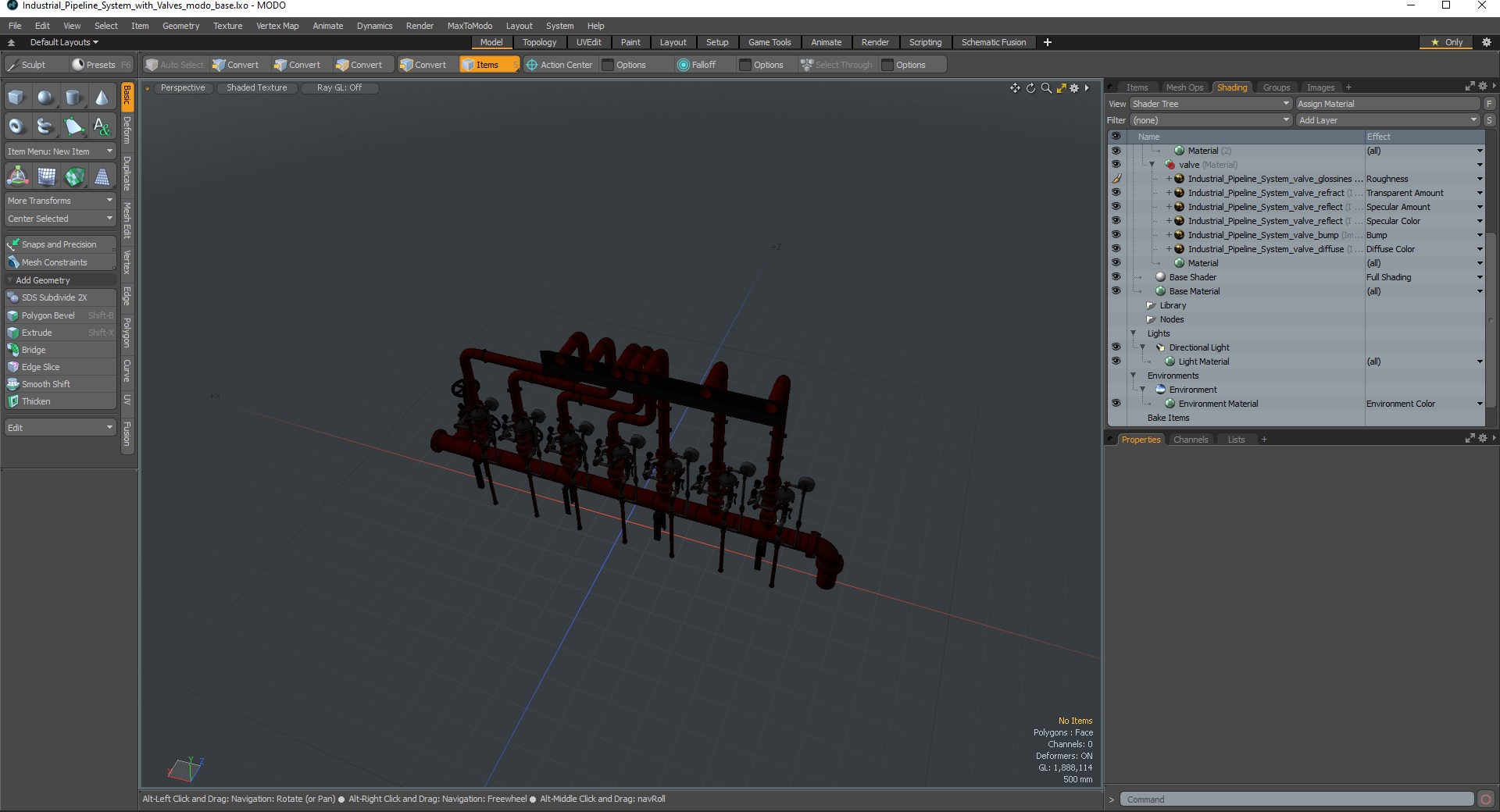 3D Industrial Pipeline System with Valves model