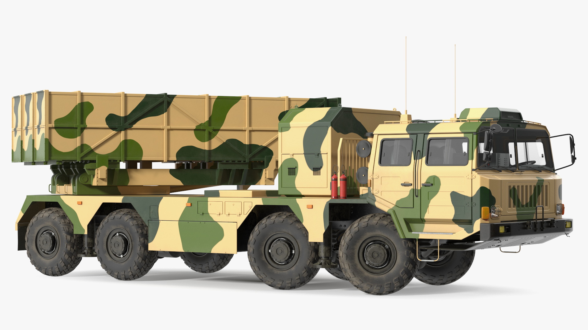 3D model Chinese MLRS WS-2D Sand Camouflage Rigged for Cinema 4D