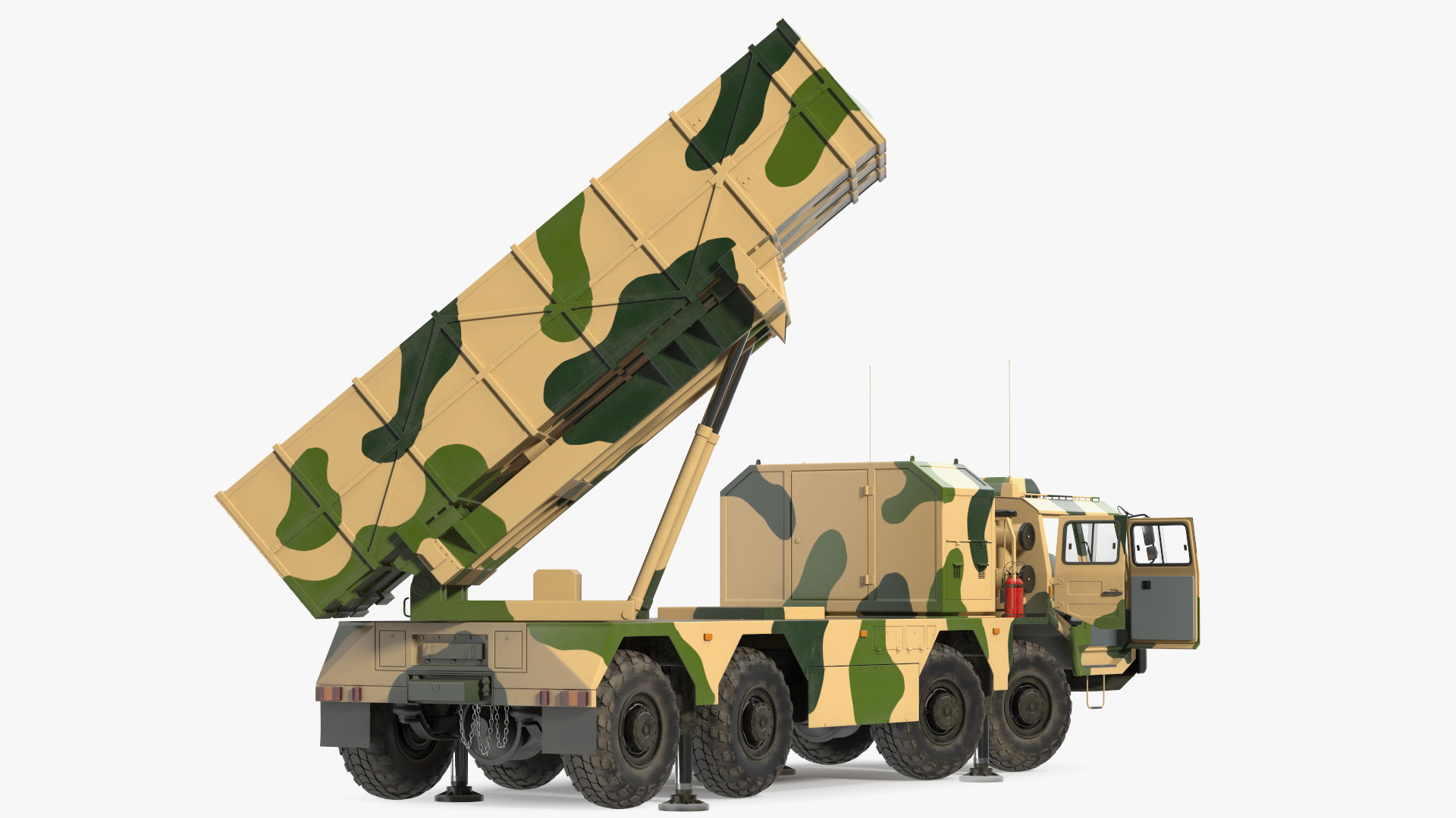 3D model Chinese MLRS WS-2D Sand Camouflage Rigged for Cinema 4D