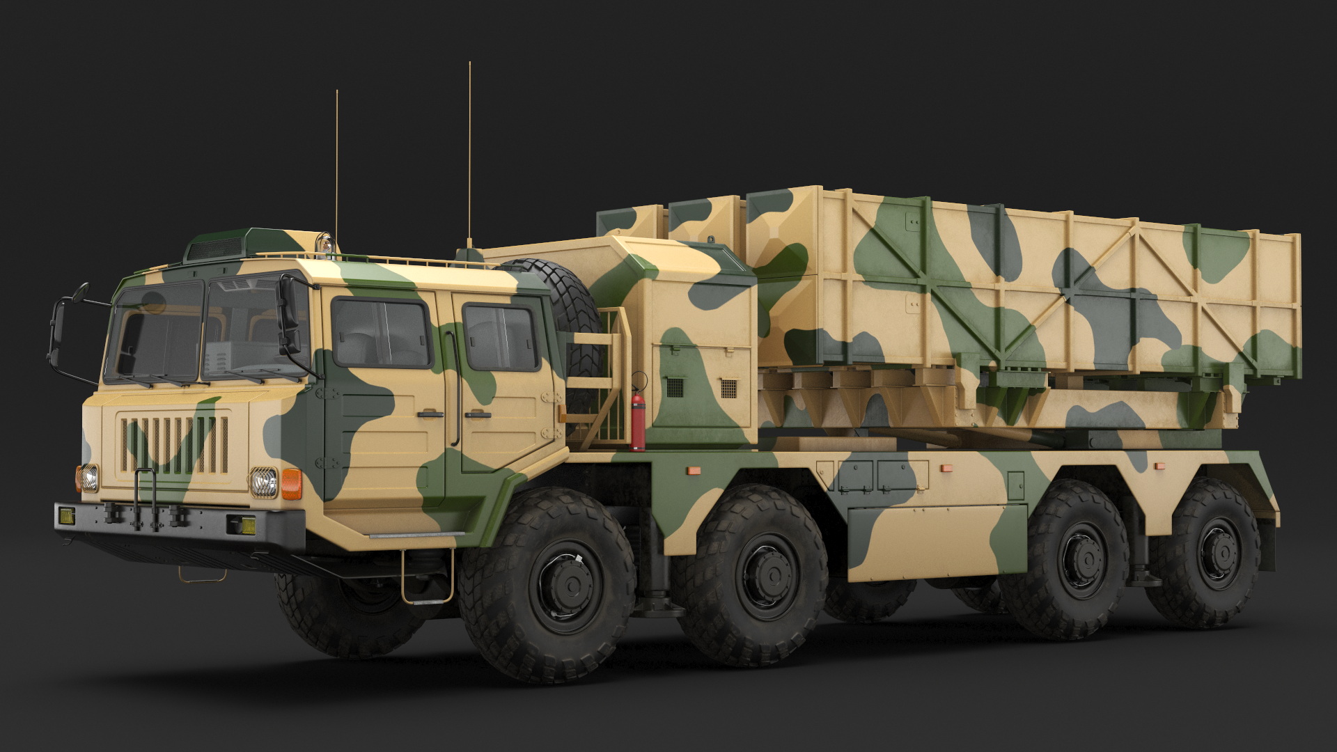 3D model Chinese MLRS WS-2D Sand Camouflage Rigged for Cinema 4D