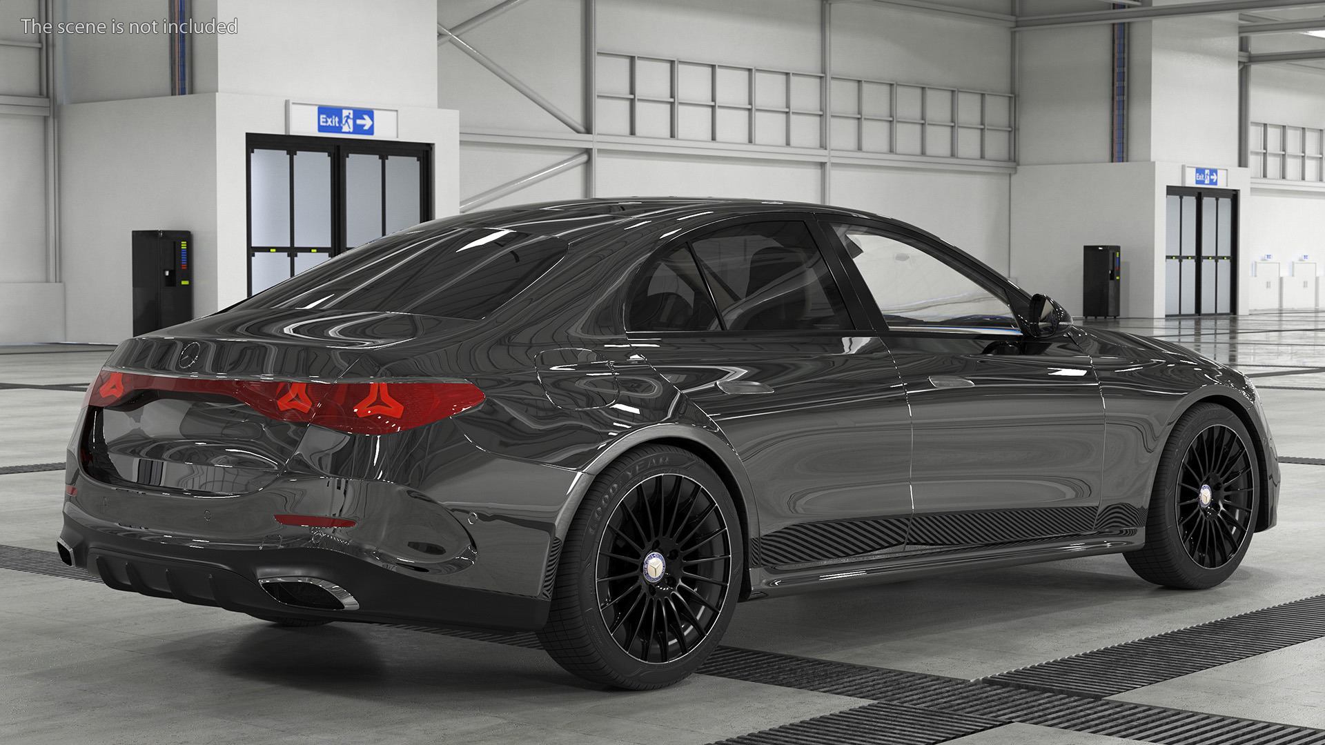 Mercedes E-class Black Color Rigged for Cinema 4D 3D model