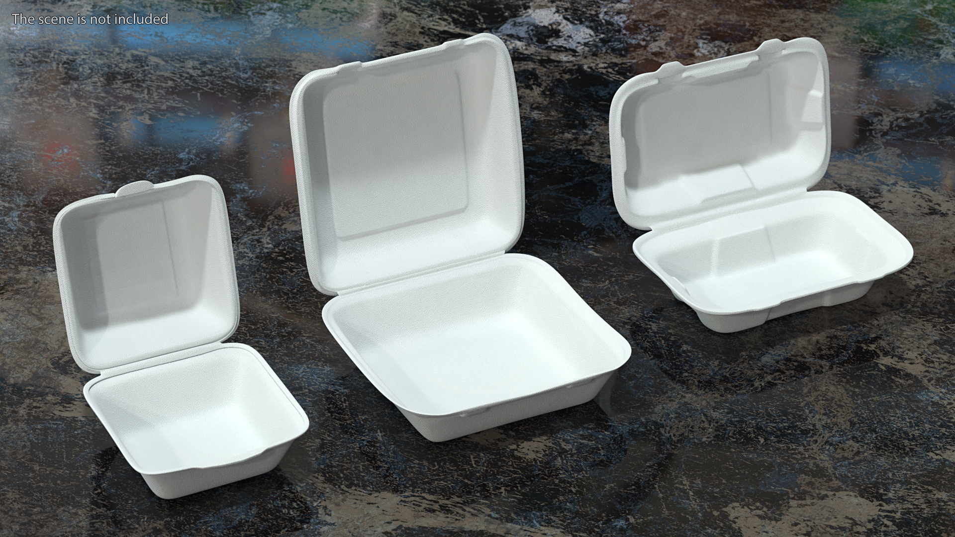 3D Open Food Container Set model