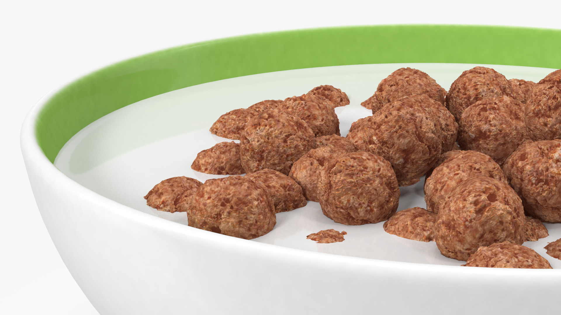 3D model Cereal Chocolate Balls in Bowl with Milk