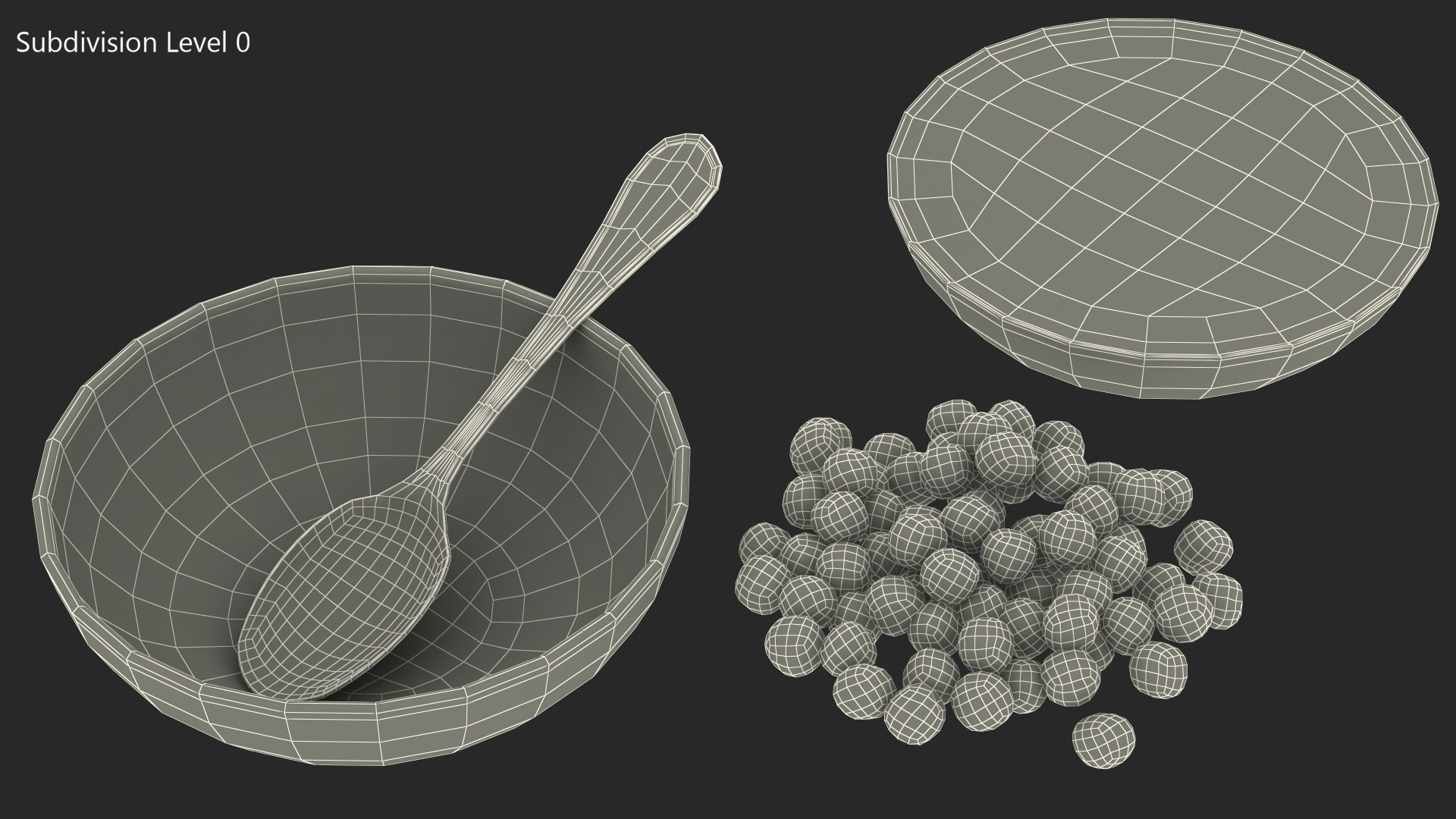 3D model Cereal Chocolate Balls in Bowl with Milk