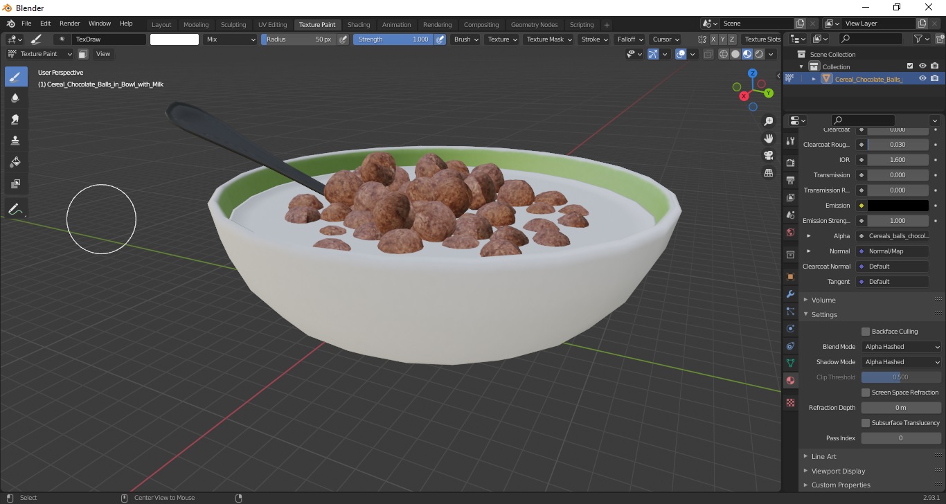 3D model Cereal Chocolate Balls in Bowl with Milk