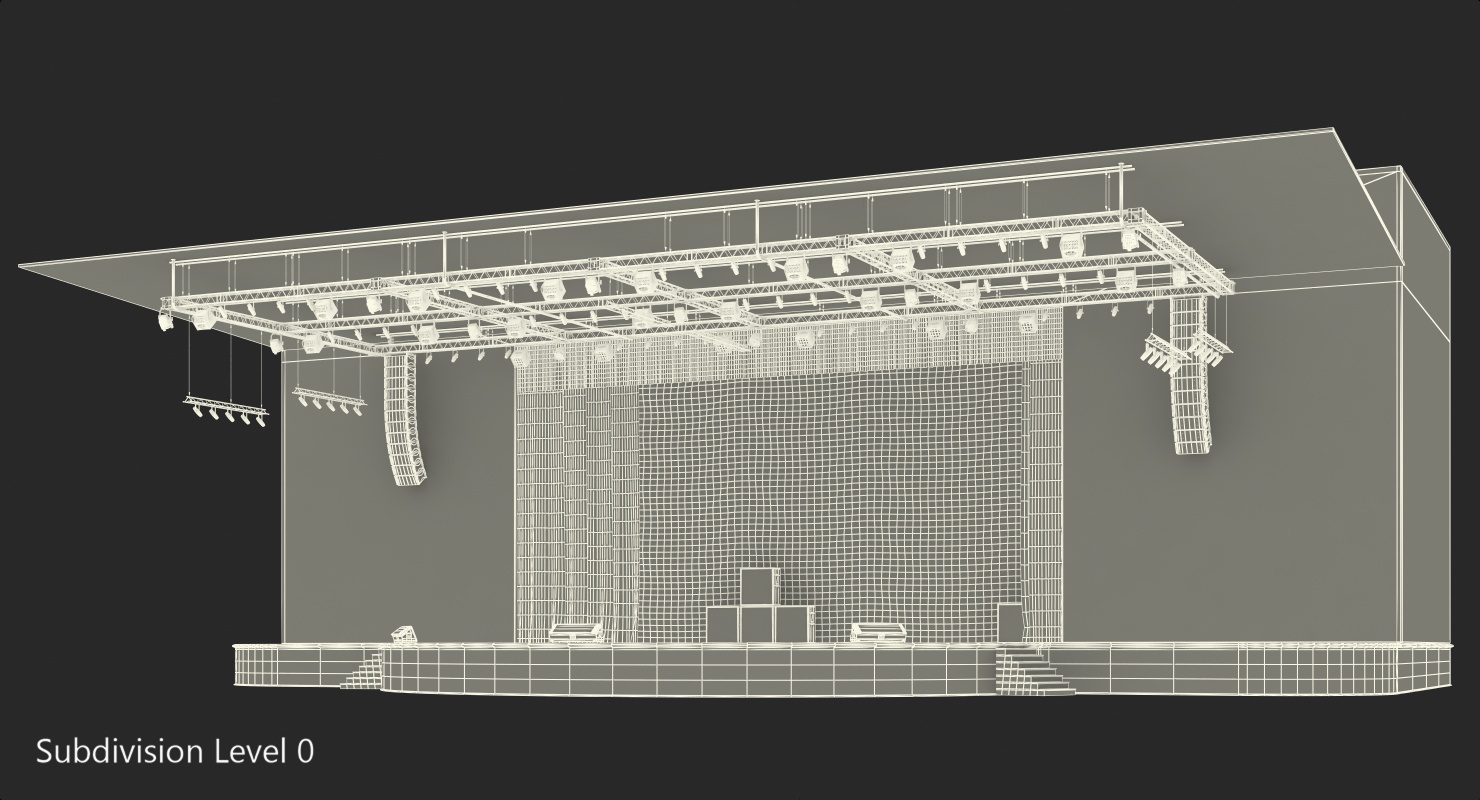 3D Theater Stage Opened Curtain model