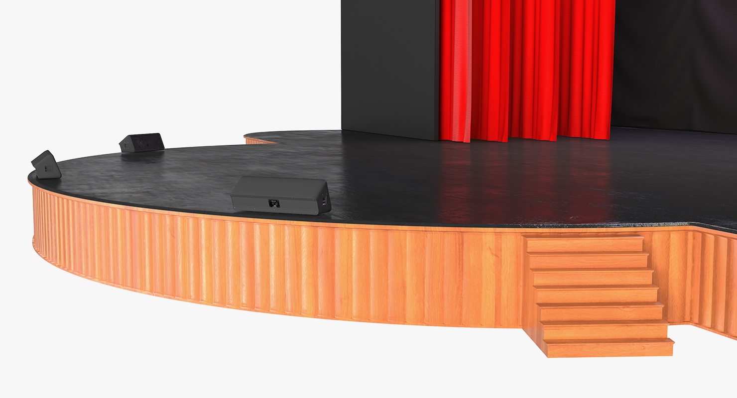 3D Theater Stage Opened Curtain model