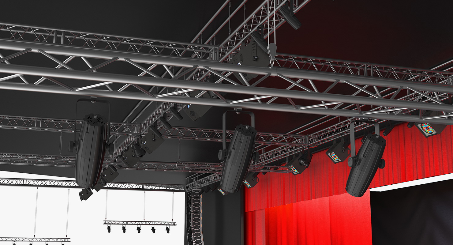 3D Theater Stage Opened Curtain model