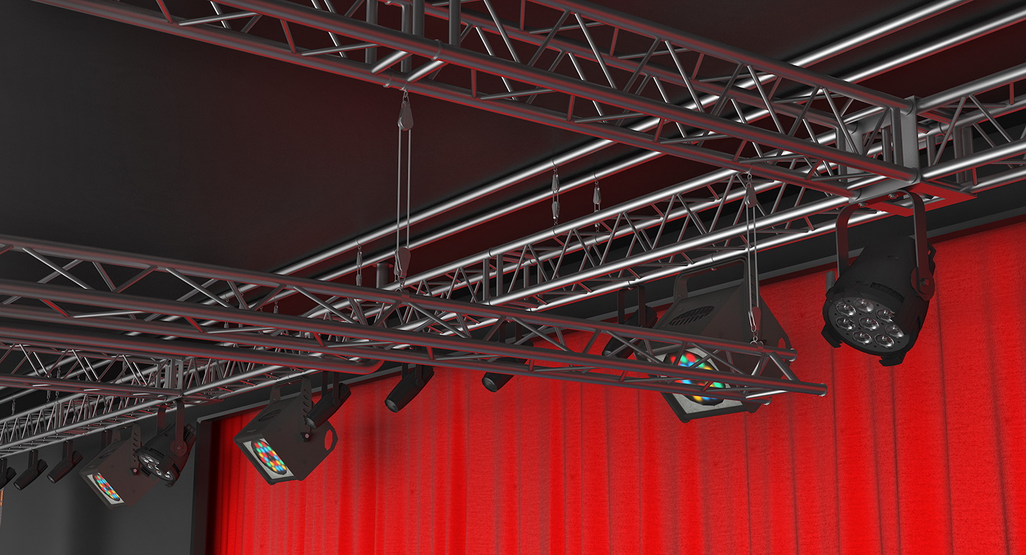 3D Theater Stage Opened Curtain model