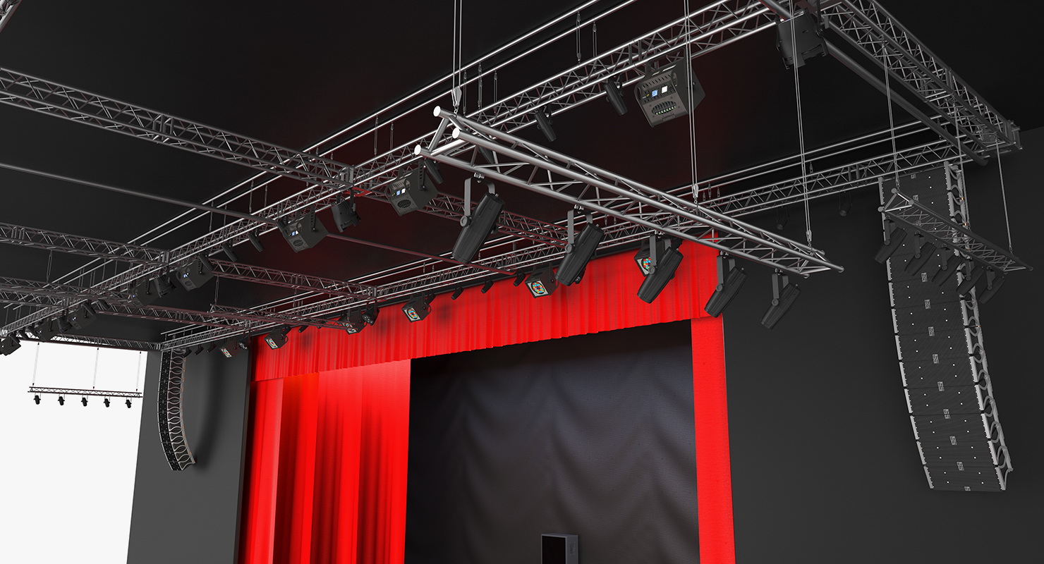 3D Theater Stage Opened Curtain model