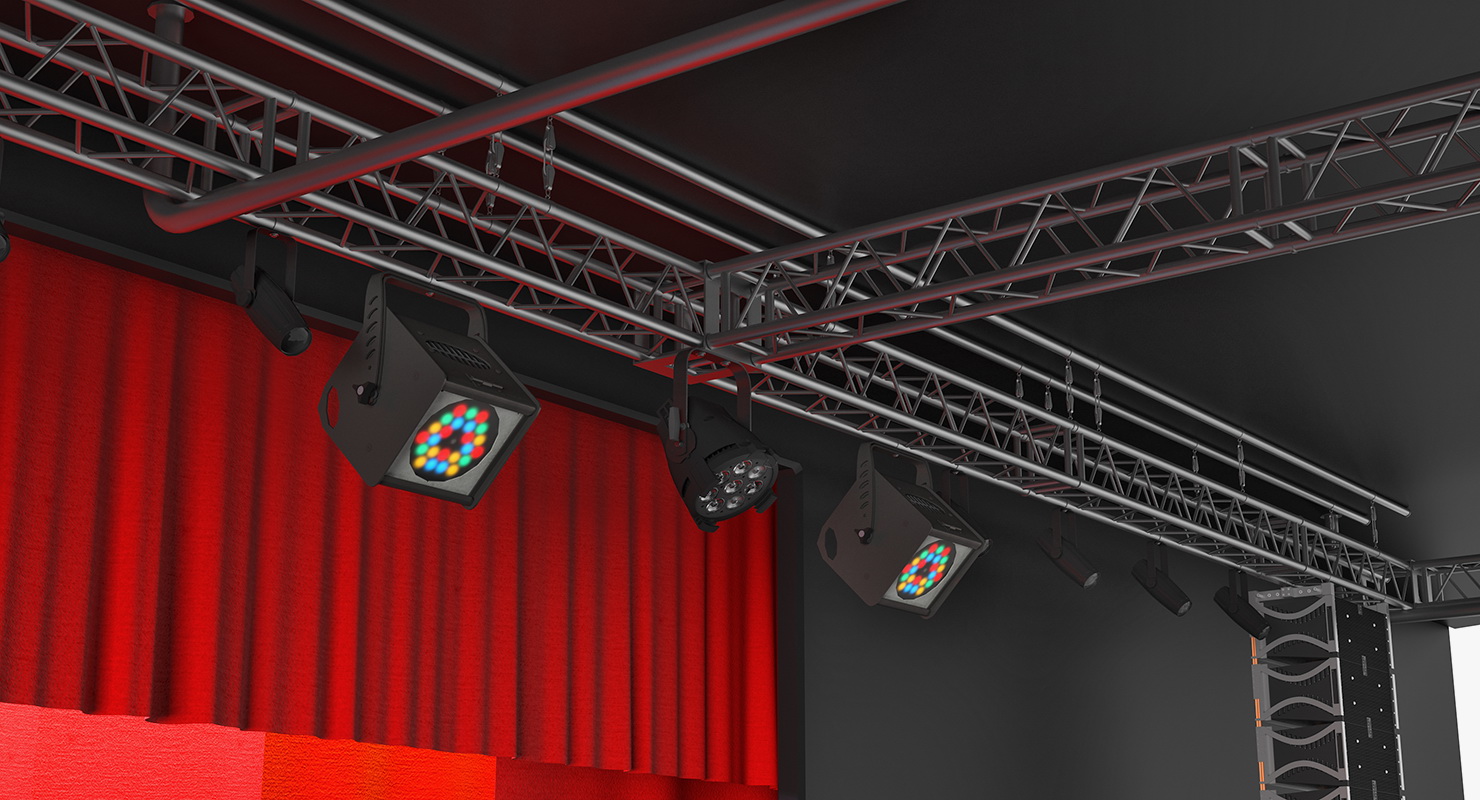 3D Theater Stage Opened Curtain model